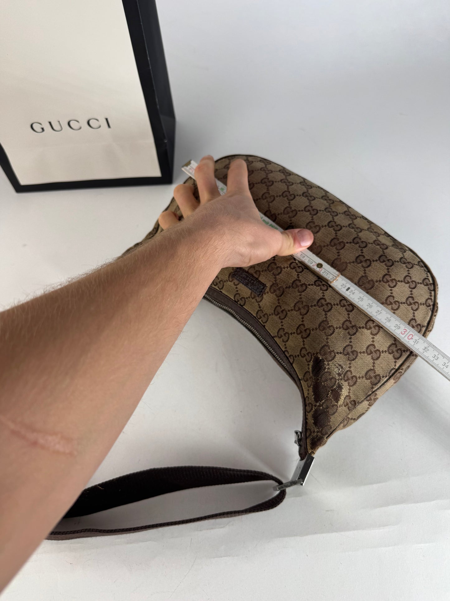 Vintage Gucci Multiway Monogram Croissant Bag Beige Brown