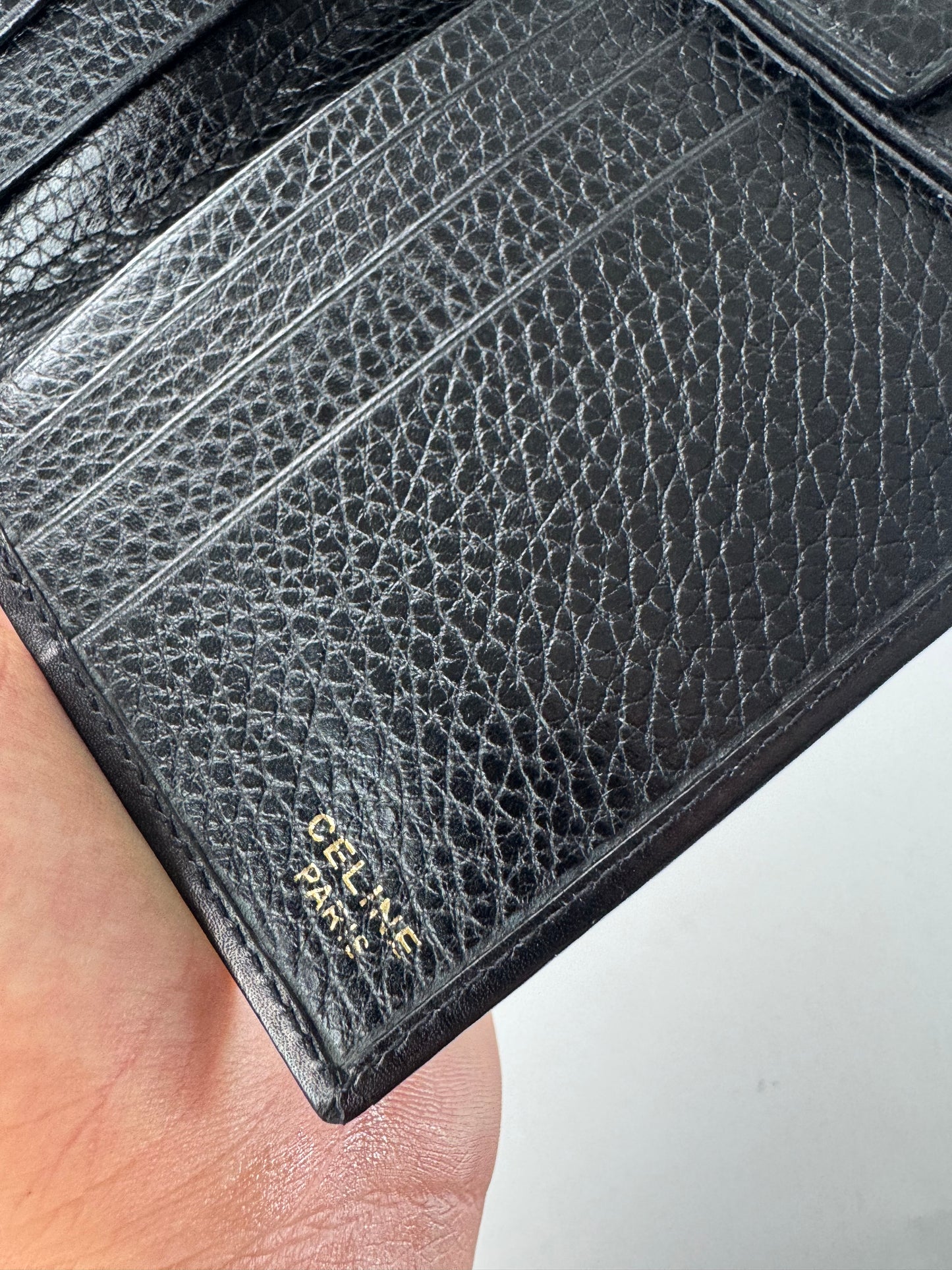 Vintage Celine Paris Snake Emblossed Leather Card Holder ID Holder Black