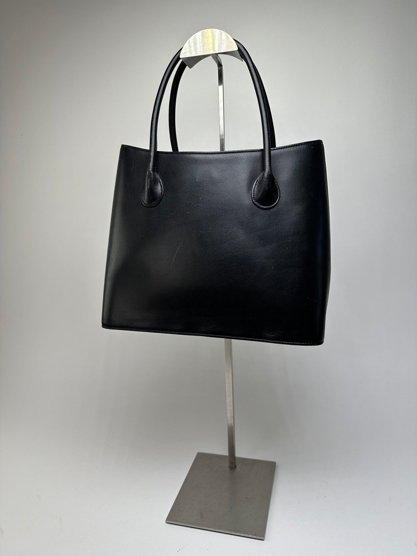 Vintage Issey Miyake Structured Leather Tote Black