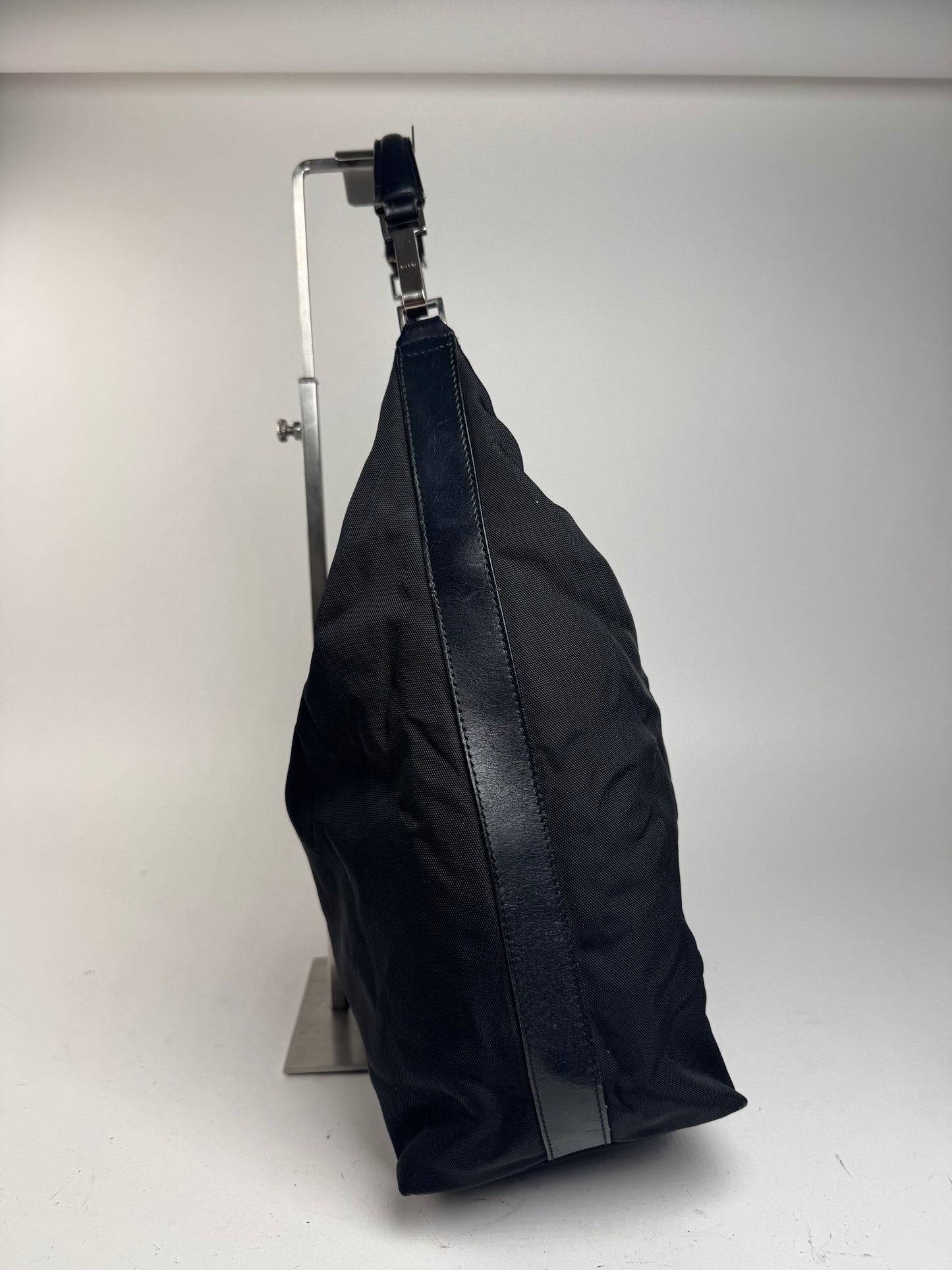 Sac à main vintage Gucci en cuir et toile noir