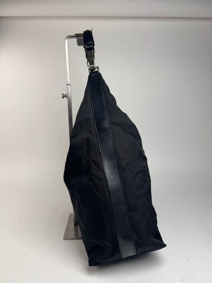 Sac à main vintage Gucci en cuir et toile noir