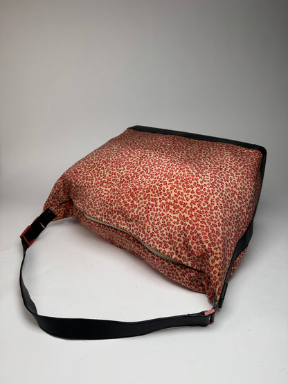 Vintage Bottega Veneta Canvas Leopard Duffel Bag Orange beige