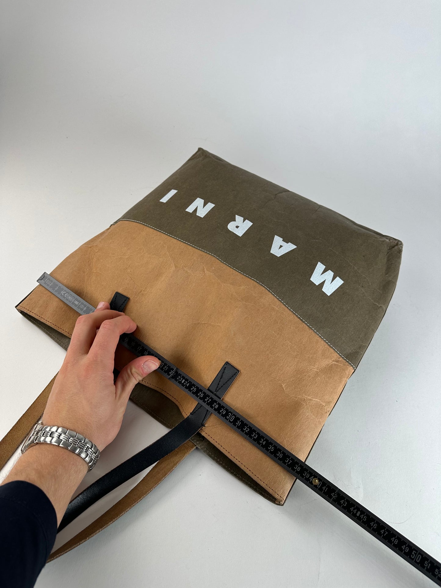 Vintage Marni Vegan Leather Tote Bag Brown Green Black