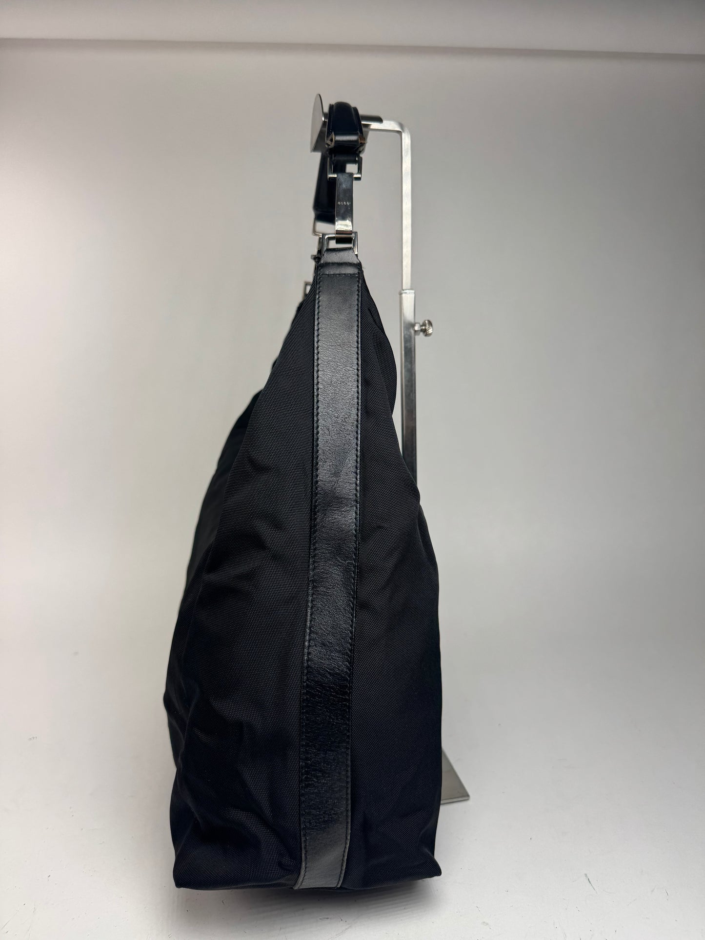 Sac à main vintage Gucci en cuir et toile noir