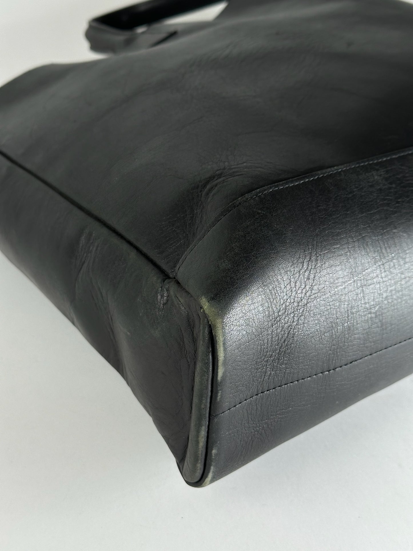 Vintage Issey Miyake Leather Shopper Black