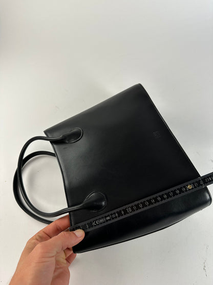 Vintage Issey Miyake Structured Leather Tote Black