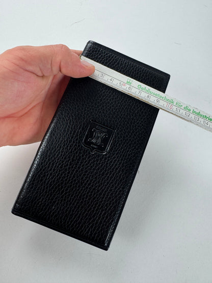 Vintage Celine Paris Snake Emblossed Leather Card Holder ID Holder Black