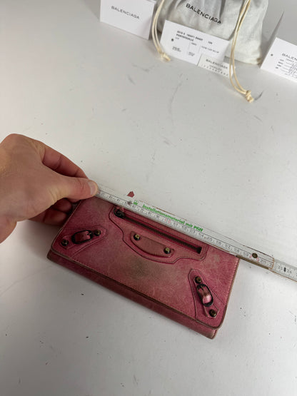 Vintage Balenciaga City Leather Wallet Pink