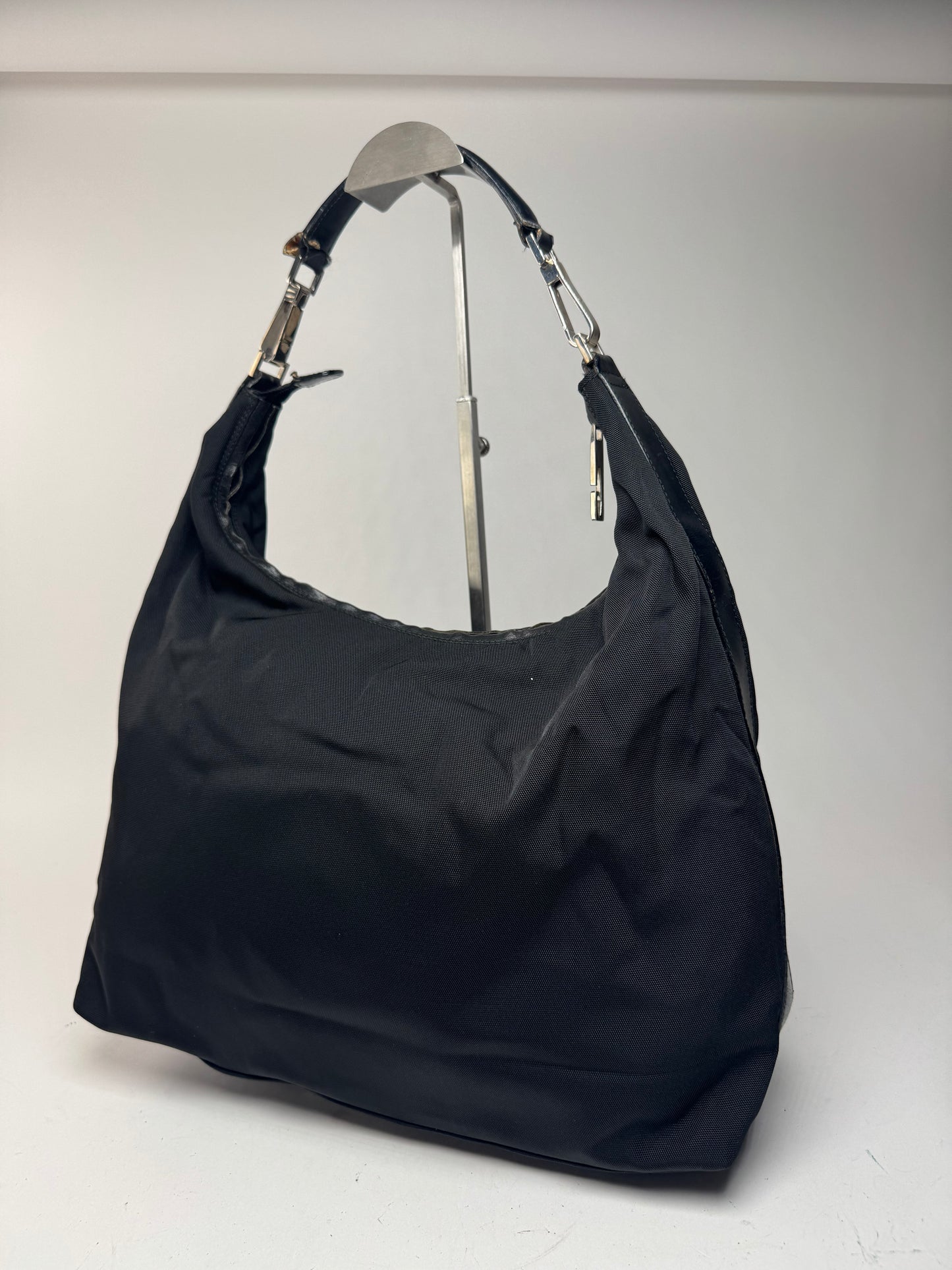 Sac à main vintage Gucci en cuir et toile noir