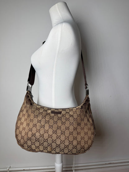 Vintage Gucci Multiway Monogram Croissant Bag Beige Brown