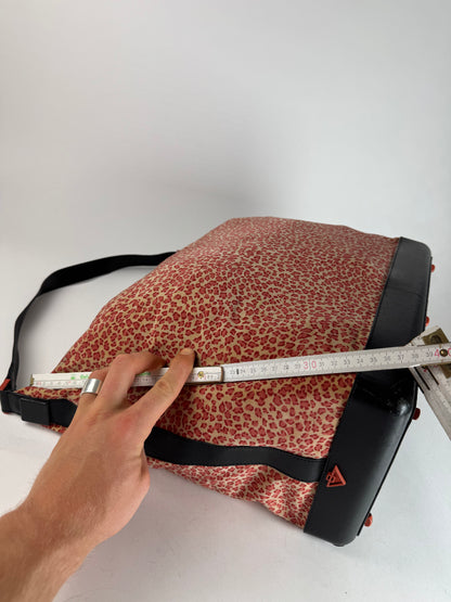 Vintage Bottega Veneta Canvas Leopard Duffel Bag Orange beige