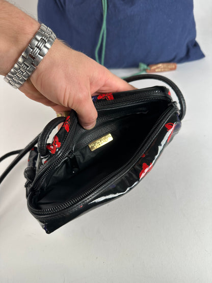 Vintage Bottega Veneta Patent Leather Butterfly Monogram Multiway Bag Black Red Blue