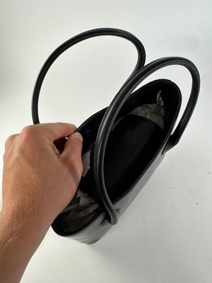 Vintage Issey Miyake Structured Leather Tote Black