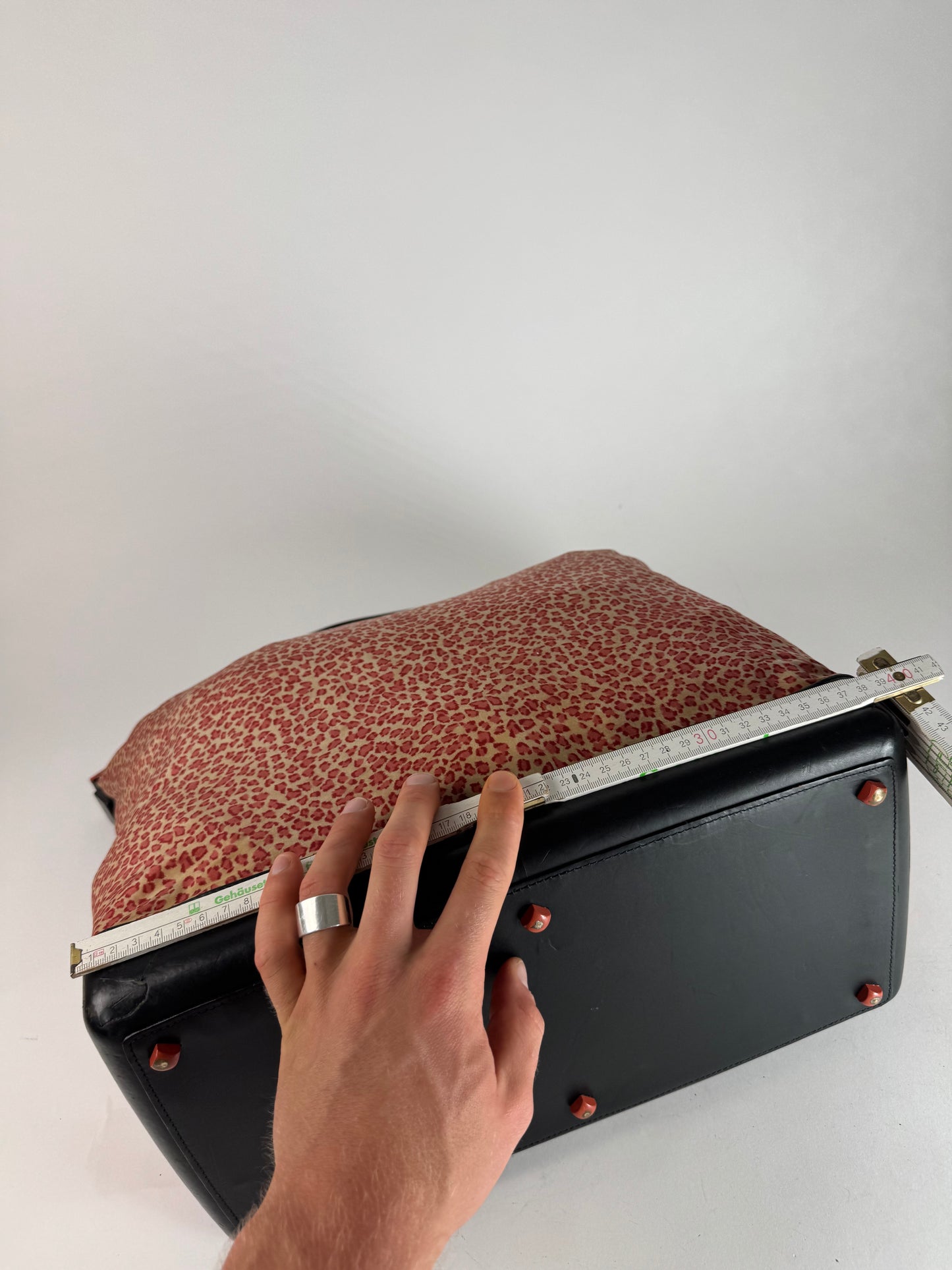 Vintage Bottega Veneta Canvas Leopard Duffel Bag Orange beige