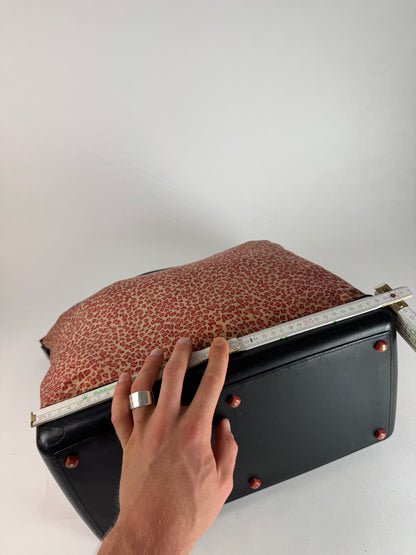 Vintage Bottega Veneta Canvas Leopard Duffel Bag Orange beige