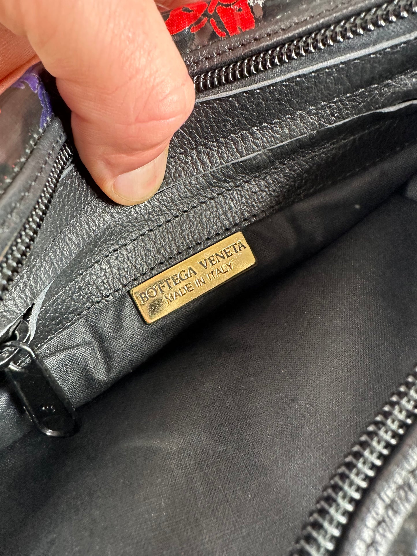 Vintage Bottega Veneta Patent Leather Butterfly Monogram Multiway Bag Black Red Blue