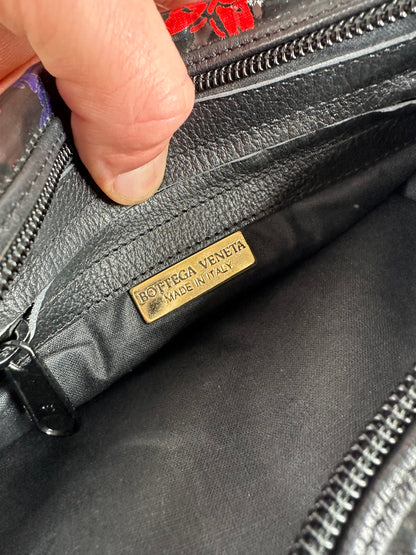 Vintage Bottega Veneta Patent Leather Butterfly Monogram Multiway Bag Black Red Blue