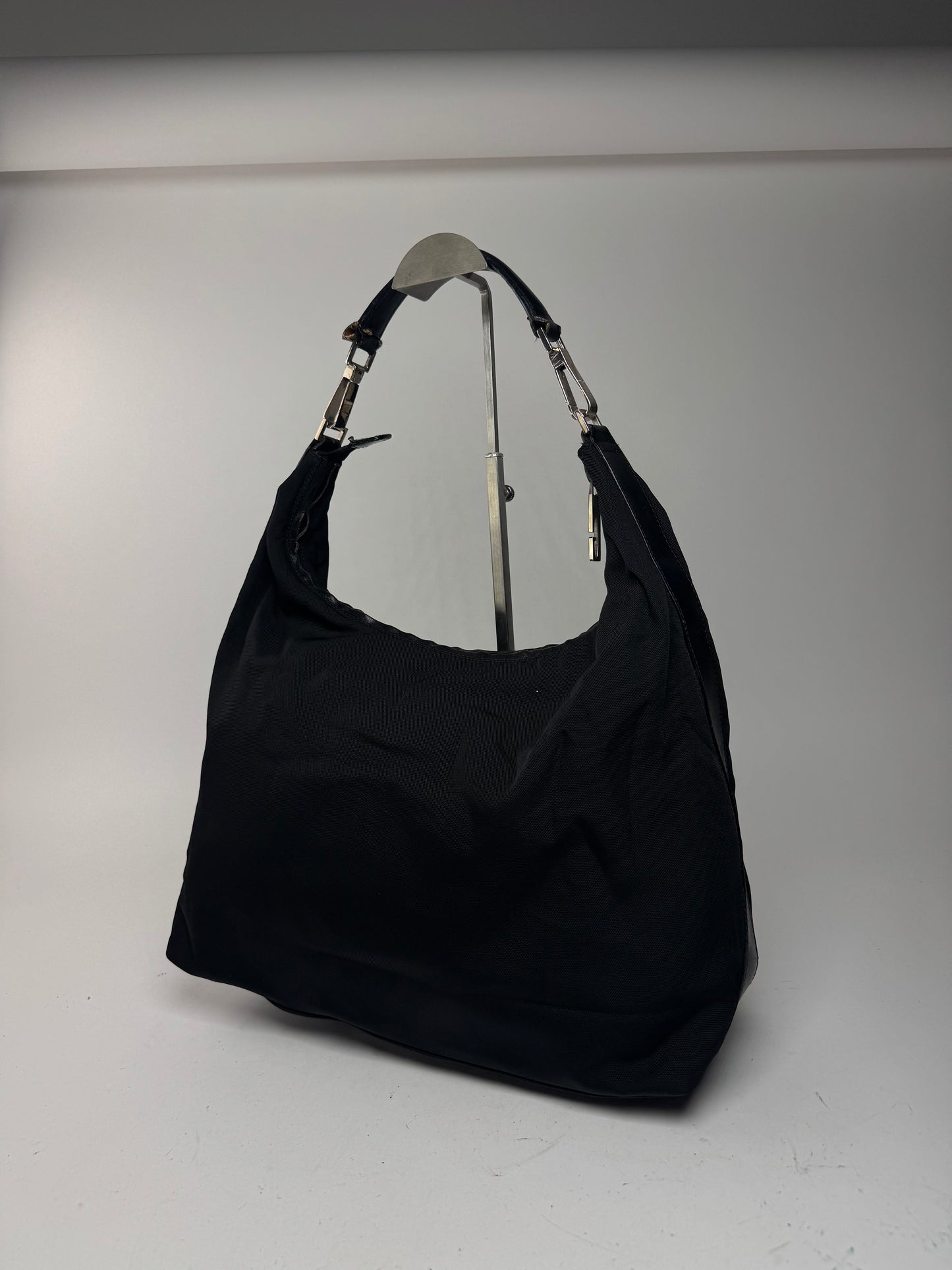 Sac à main vintage Gucci en cuir et toile noir