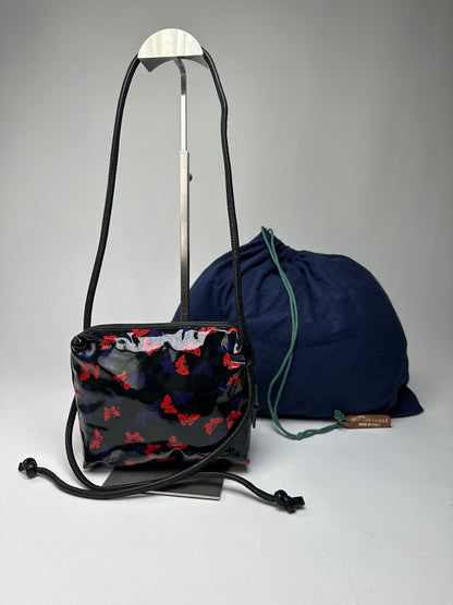 Vintage Bottega Veneta Patent Leather Butterfly Monogram Multiway Bag Black Red Blue
