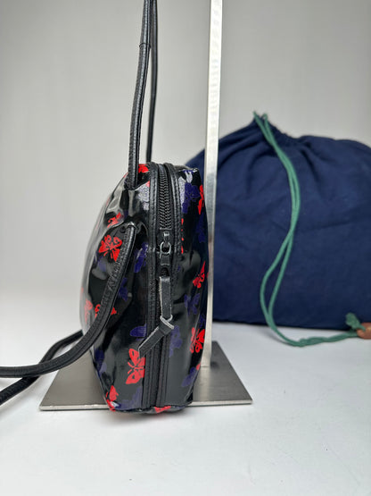 Vintage Bottega Veneta Patent Leather Butterfly Monogram Multiway Bag Black Red Blue