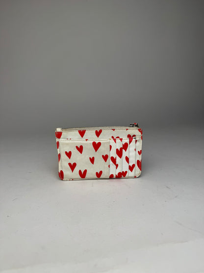 Vintage Balenciaga Heart Emblossed Leather Card Holder White Red