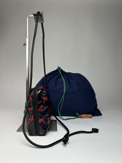 Vintage Bottega Veneta Patent Leather Butterfly Monogram Multiway Bag Black Red Blue