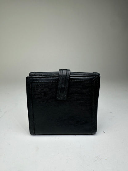 Vintage Gucci Leather Wallet Black Gold