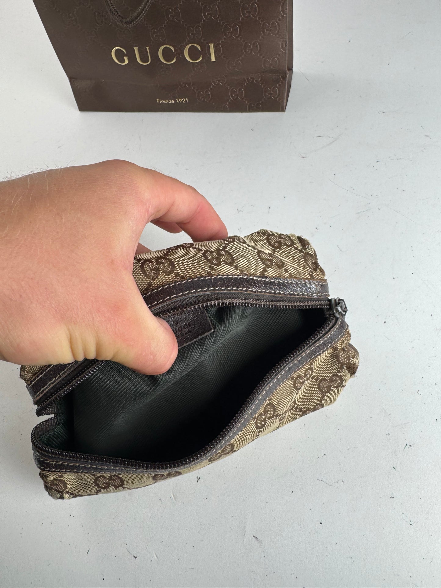 Petit sac Gucci Monogram vintage beige marron