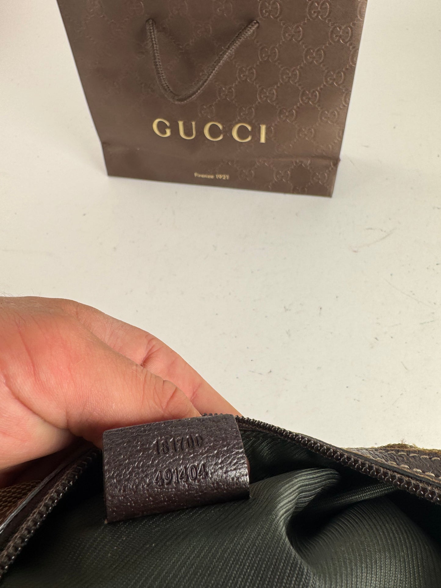 Petit sac Gucci Monogram vintage beige marron