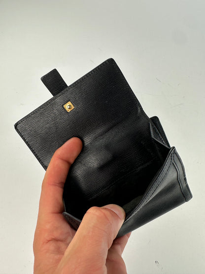 Vintage Gucci Leather Wallet Black Gold