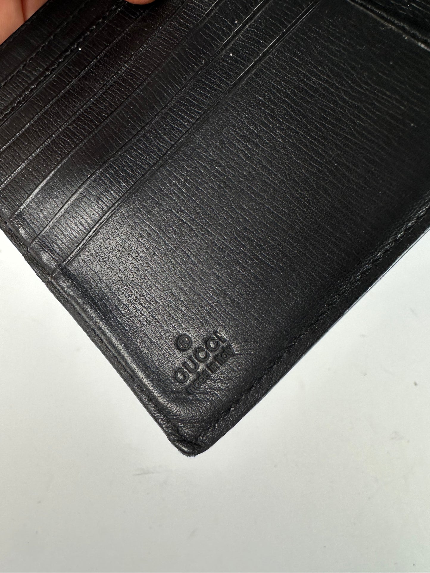 Vintage Gucci Leather Wallet Black Gold