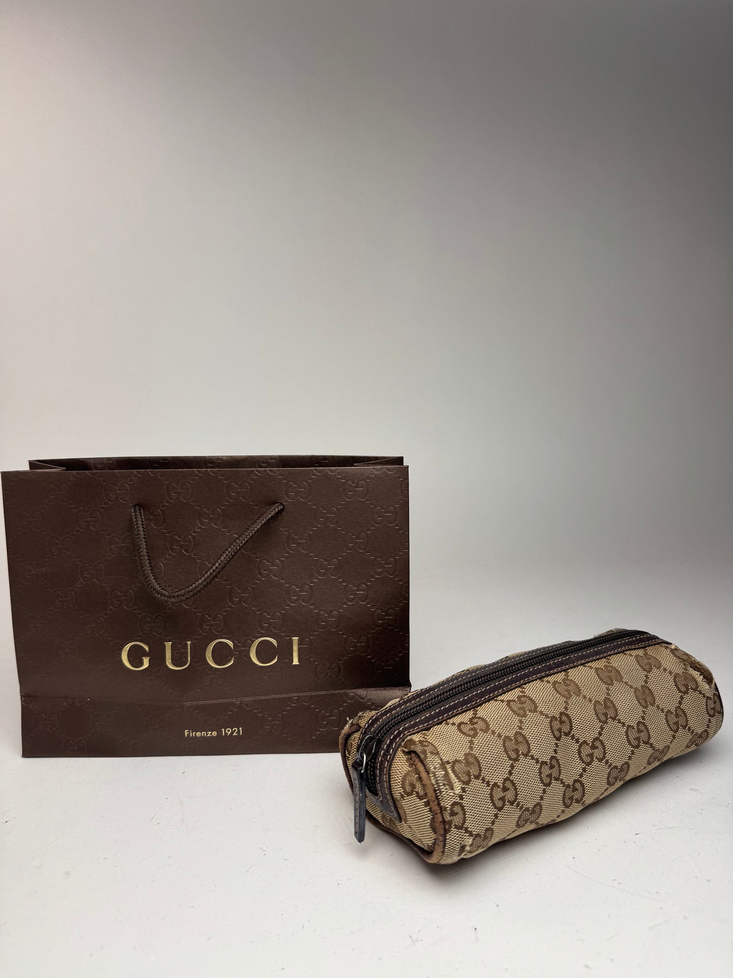 Petit sac Gucci Monogram vintage beige marron
