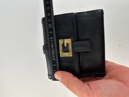 Vintage Gucci Leather Wallet Black Gold
