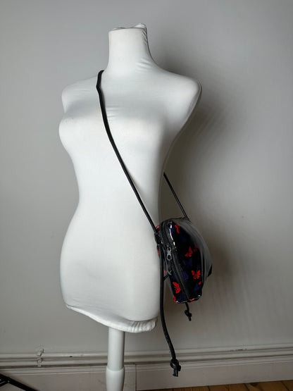 Vintage Bottega Veneta Patent Leather Butterfly Monogram Multiway Bag Black Red Blue