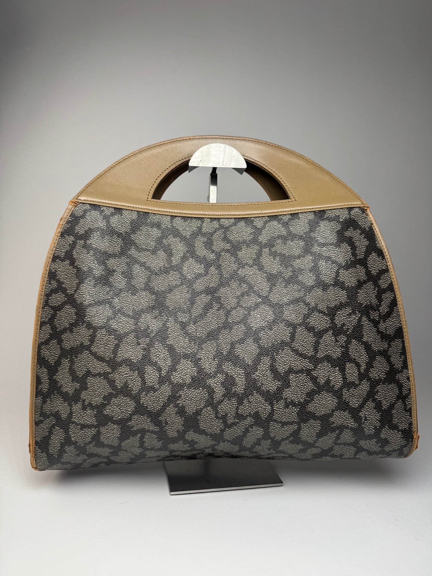 Vintage Yves Saint Laurent Leather Tote Bag Grey Brown Black