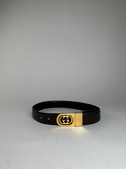 Vintage Gucci GG Leather Belt Brown