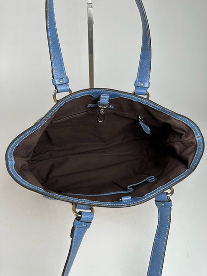 Vintage Céline Paris Canvas Leather Bag Blue Beige