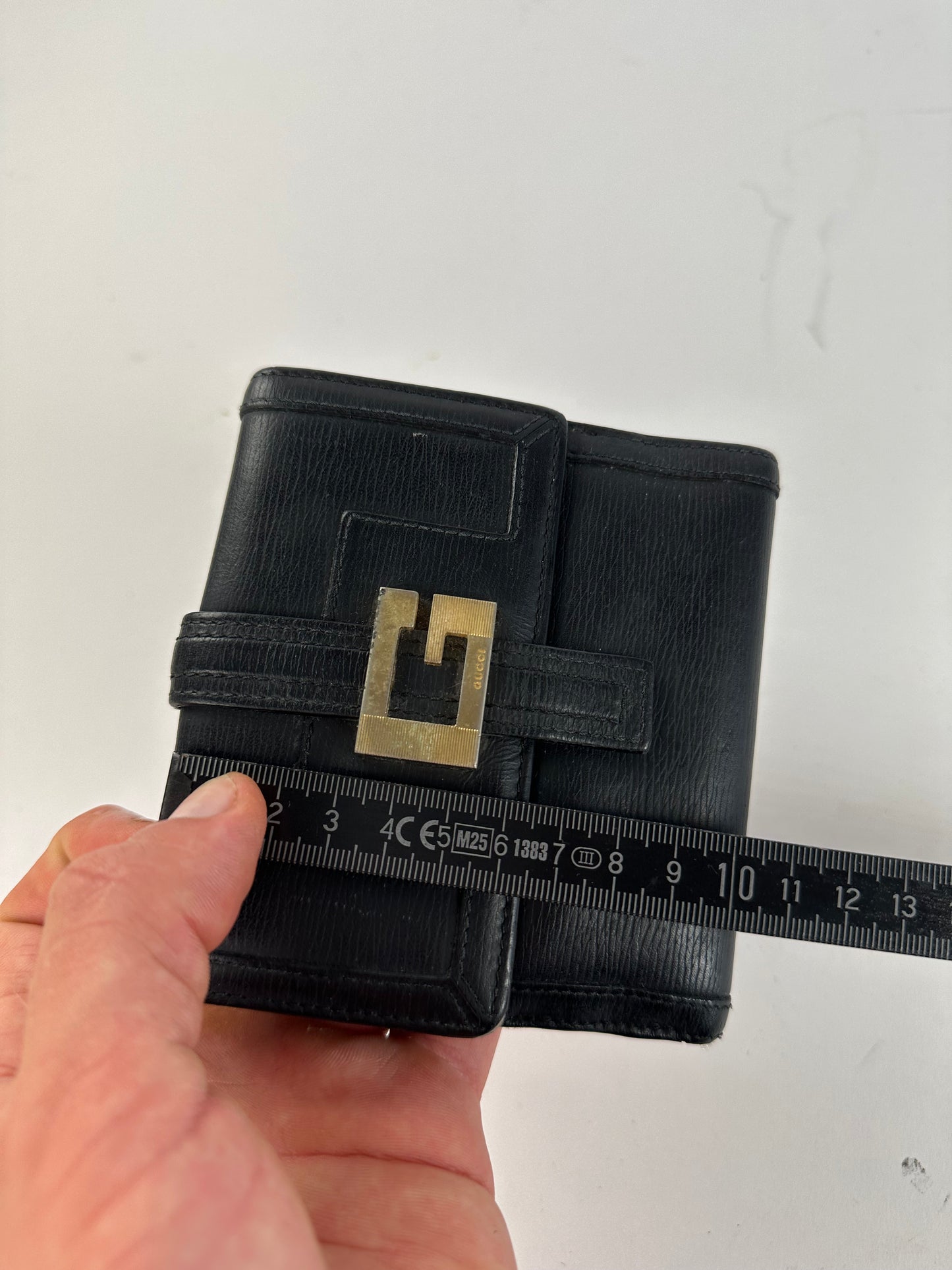 Vintage Gucci Leather Wallet Black Gold