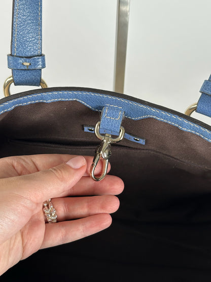 Vintage Céline Paris Canvas Leather Bag Blue Beige