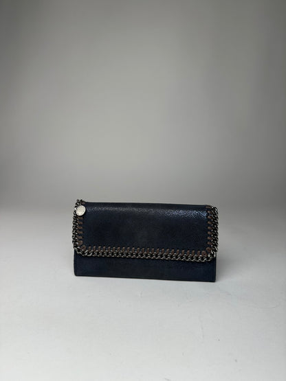 Vintage Stella Mc Cartney Vegan Suede Falabella Long Wallet Navy