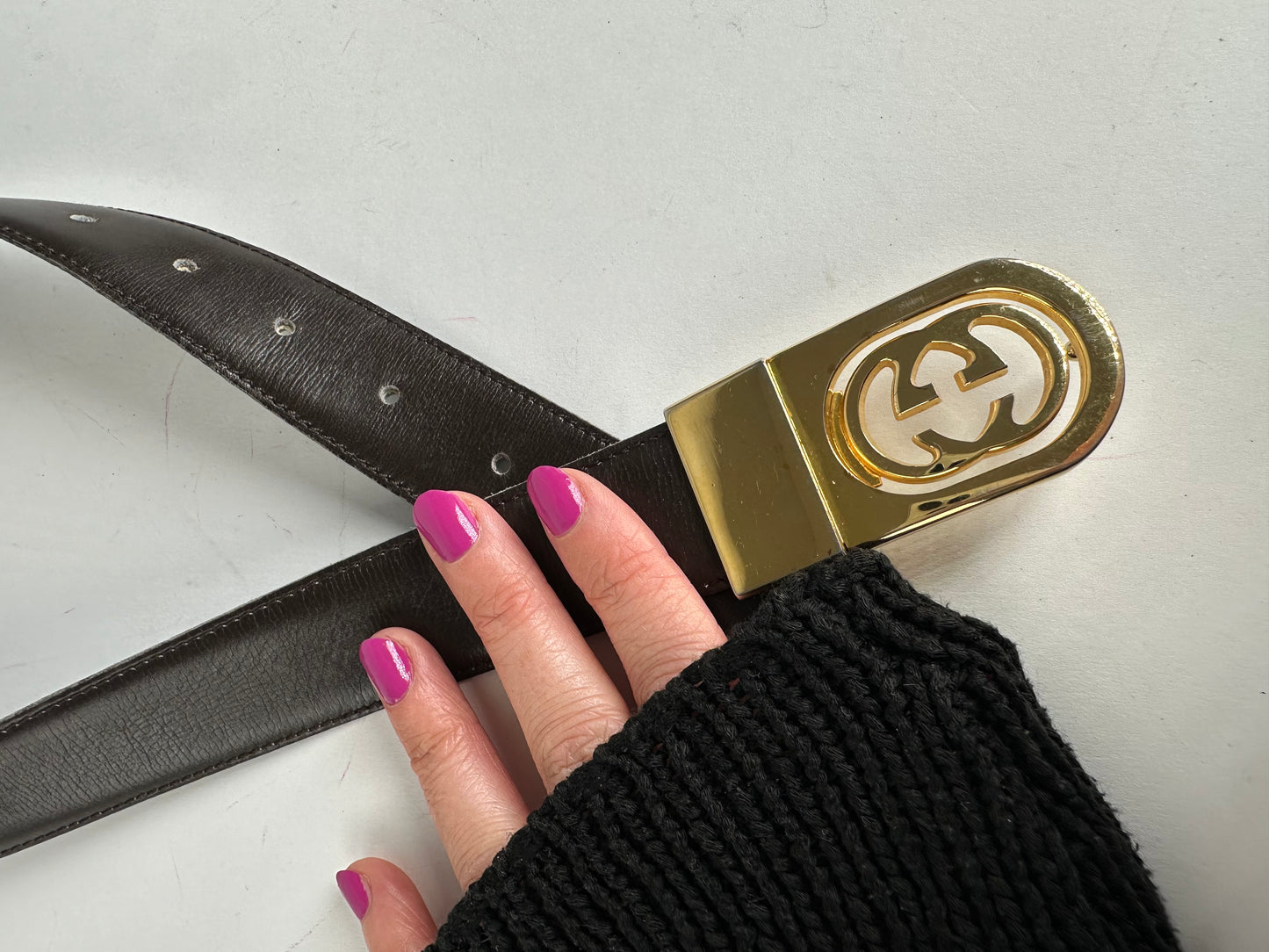 Vintage Gucci GG Leather Belt Brown