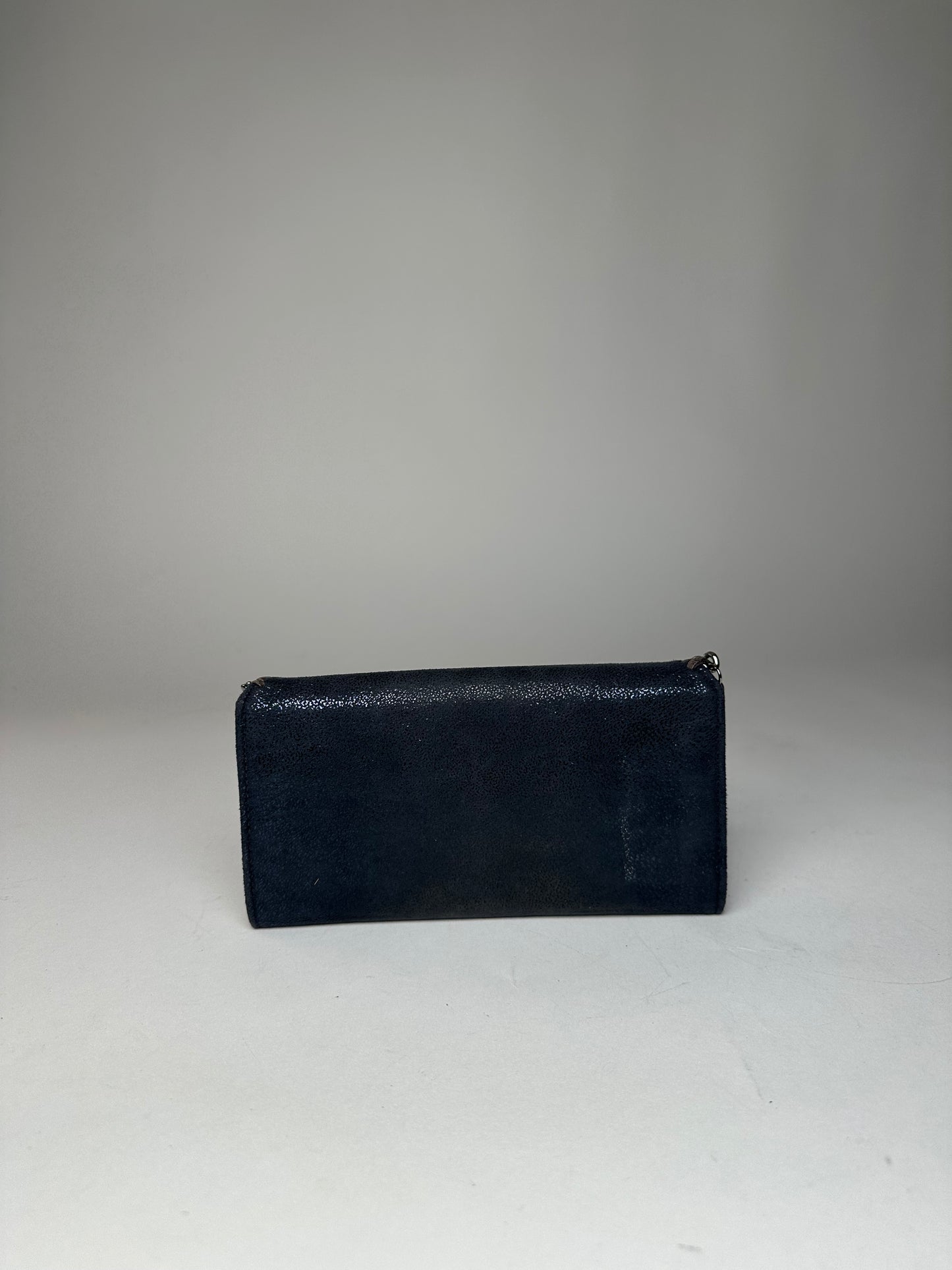 Vintage Stella Mc Cartney Vegan Suede Falabella Long Wallet Navy