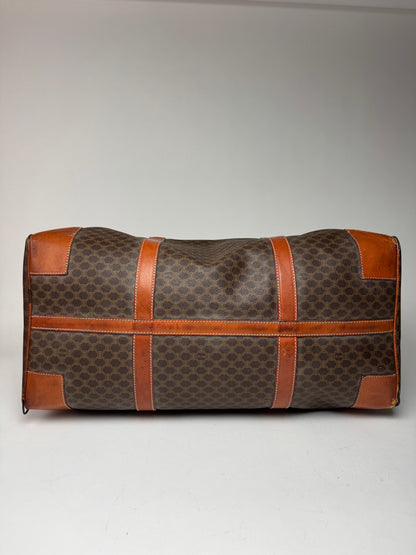 Vintage Celine Paris Leather Monogram Duffel Bag Brown