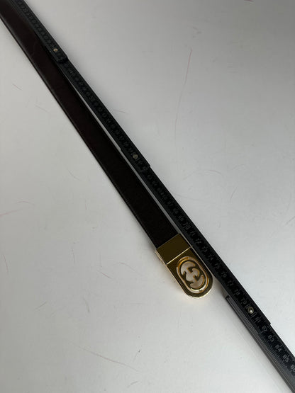 Vintage Gucci GG Leather Belt Brown