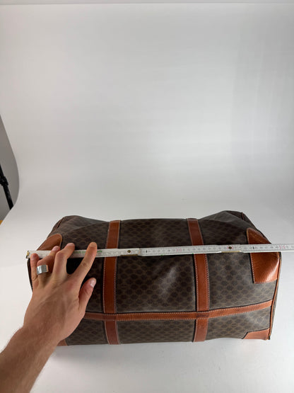 Vintage Celine Paris Leather Monogram Duffel Bag Brown