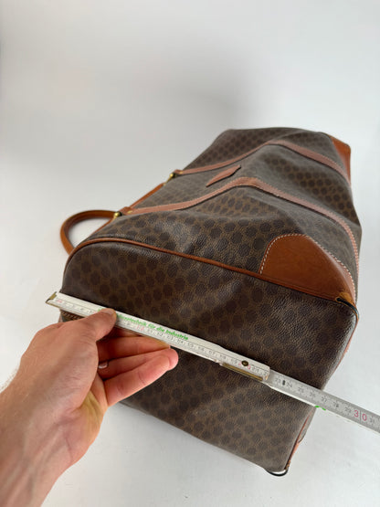 Vintage Celine Paris Leather Monogram Duffel Bag Brown