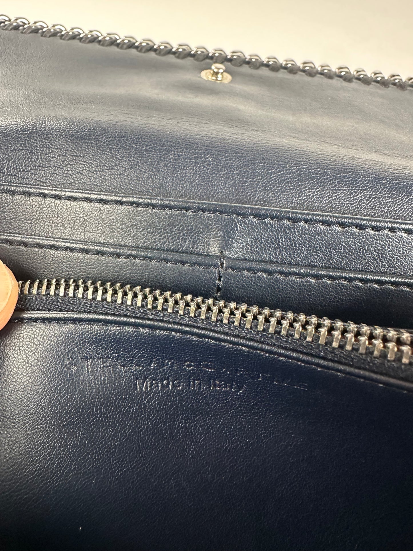 Vintage Stella Mc Cartney Vegan Suede Falabella Long Wallet Navy