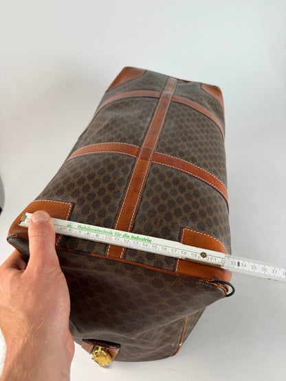 Vintage Celine Paris Leather Monogram Duffel Bag Brown