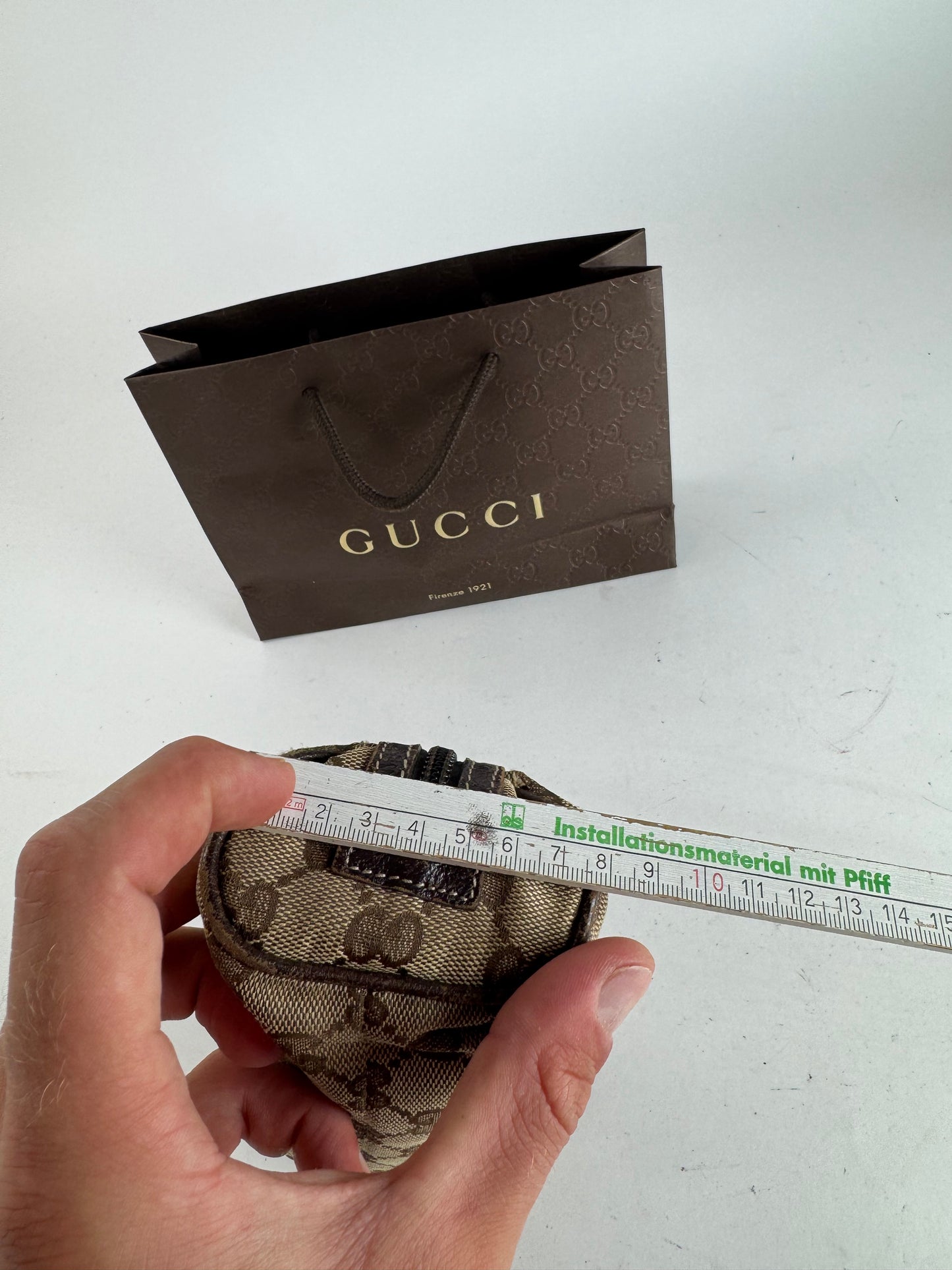 Petit sac Gucci Monogram vintage beige marron