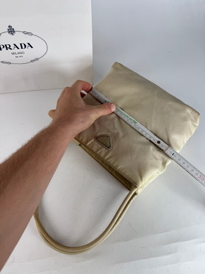 Vintage Prada Polyester Triangle Bag Beige